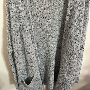 Moschino Size Sp Speckled Slub Gray Black Patch Pockets  Knit Sweater